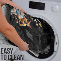 Custom Rugby Southern Hemisphere Bathroom Set Argentina AUNZ South Africa Mascot Black - Polynesian Pride