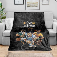 Custom Rugby Southern Hemisphere Blanket Argentina AUNZ South Africa Mascot Black - Polynesian Pride