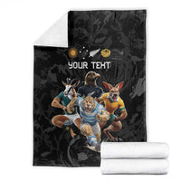 Custom Rugby Southern Hemisphere Blanket Argentina AUNZ South Africa Mascot Black - Polynesian Pride