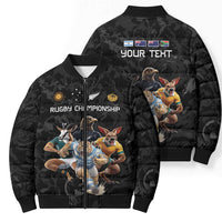 Custom Rugby Southern Hemisphere Bomber Puffer Jacket Argentina AUNZ South Africa Mascot Black - Polynesian Pride