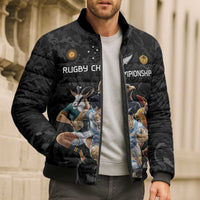 Custom Rugby Southern Hemisphere Bomber Puffer Jacket Argentina AUNZ South Africa Mascot Black - Polynesian Pride