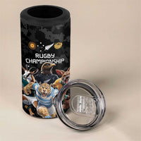 Custom Rugby Southern Hemisphere 4 in 1 Can Cooler Tumbler Argentina AUNZ South Africa Mascot Black - Polynesian Pride