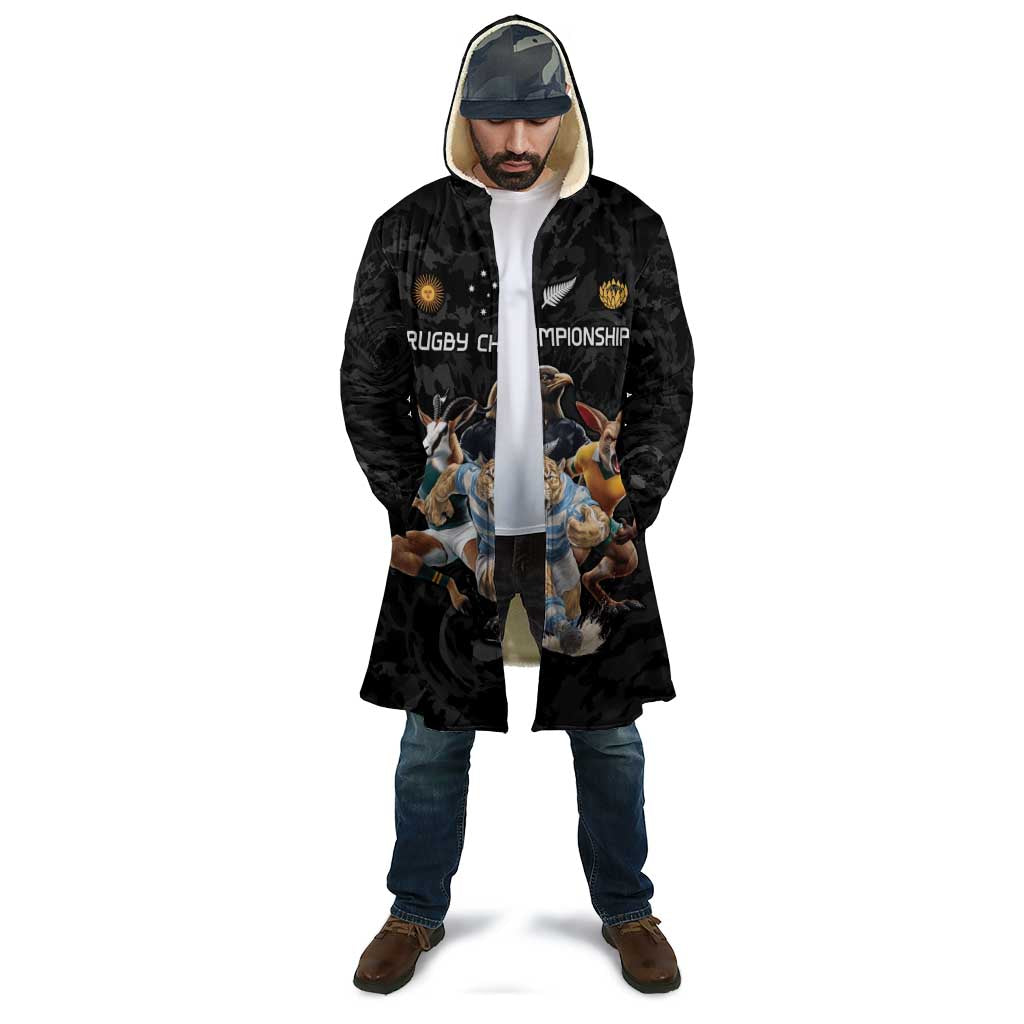 Custom Rugby Southern Hemisphere Cloak Argentina AUNZ South Africa Mascot Black - Polynesian Pride