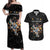 Custom Rugby Southern Hemisphere Couples Matching Off Shoulder Maxi Dress and Hawaiian Shirt Argentina AUNZ South Africa Mascot Black - Polynesian Pride