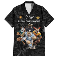 Custom Rugby Southern Hemisphere Family Matching Long Sleeve Bodycon Dress and Hawaiian Shirt Argentina AUNZ South Africa Mascot Black - Polynesian Pride