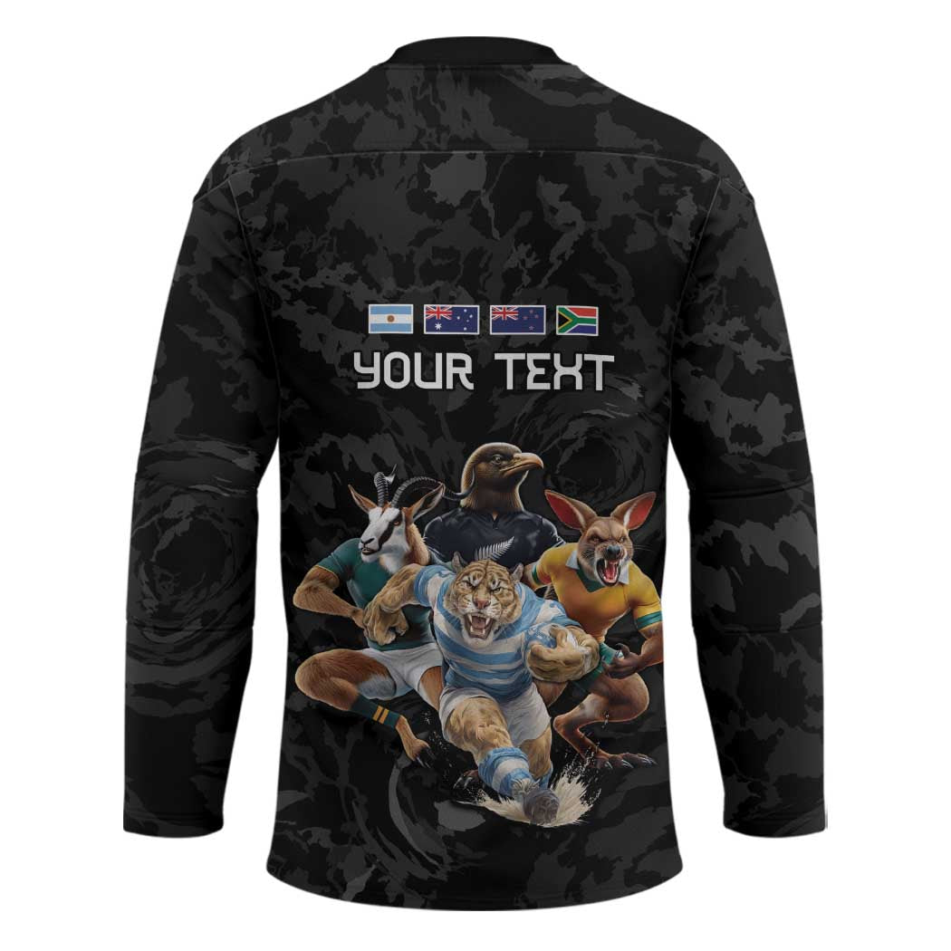 Custom Rugby Southern Hemisphere Hockey Jersey Argentina AUNZ South Africa Mascot Black - Polynesian Pride