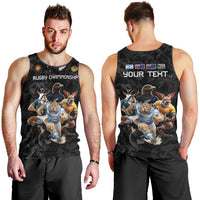 Custom Rugby Southern Hemisphere Men Tank Top Argentina AUNZ South Africa Mascot Black - Polynesian Pride