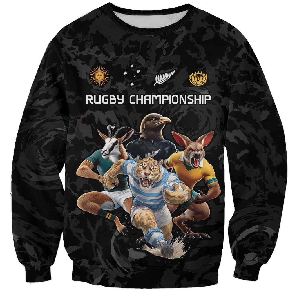 Custom Rugby Southern Hemisphere Sweatshirt Argentina AUNZ South Africa Mascot Black - Polynesian Pride