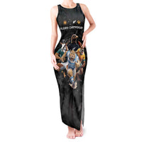 Custom Rugby Southern Hemisphere Tank Maxi Dress Argentina AUNZ South Africa Mascot Black LT9 Women Black - Polynesian Pride