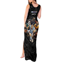 Custom Rugby Southern Hemisphere Tank Maxi Dress Argentina AUNZ South Africa Mascot Black LT9 - Polynesian Pride