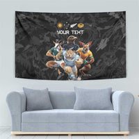Custom Rugby Southern Hemisphere Tapestry Argentina AUNZ South Africa Mascot Black - Polynesian Pride