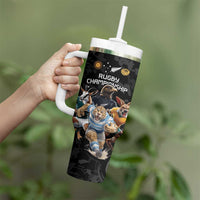 Custom Rugby Southern Hemisphere Tumbler With Handle Argentina AUNZ South Africa Mascot Black LT9 - Polynesian Pride