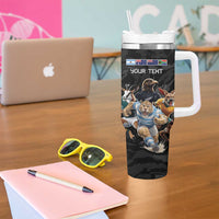 Custom Rugby Southern Hemisphere Tumbler With Handle Argentina AUNZ South Africa Mascot Black LT9 - Polynesian Pride