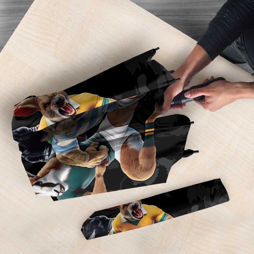 Custom Rugby Southern Hemisphere Umbrella Argentina AUNZ South Africa Mascot Black - Polynesian Pride