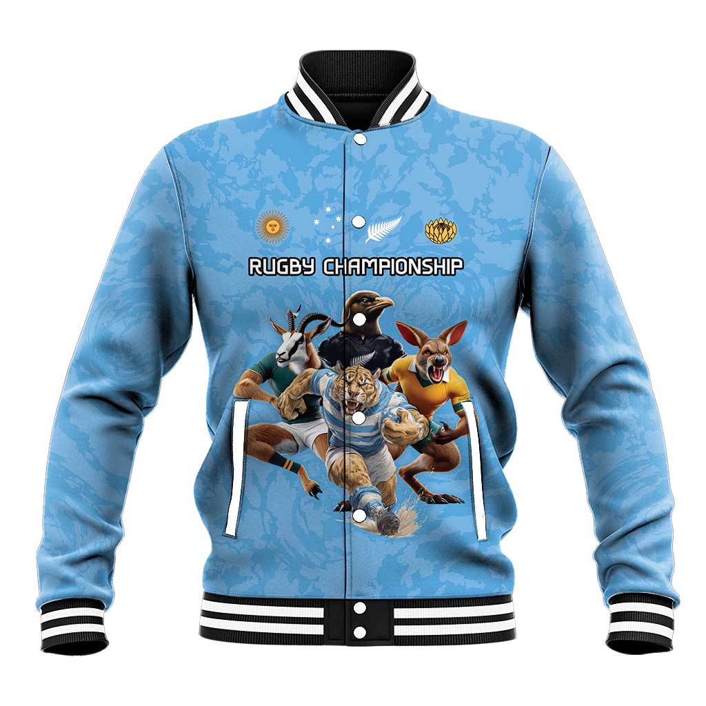 Custom Rugby Southern Hemisphere Baseball Jacket Argentina AUNZ South Africa Mascot Blue - Polynesian Pride