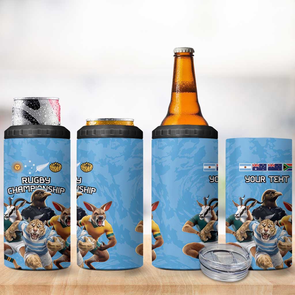 Custom Rugby Southern Hemisphere 4 in 1 Can Cooler Tumbler Argentina AUNZ South Africa Mascot Blue - Polynesian Pride