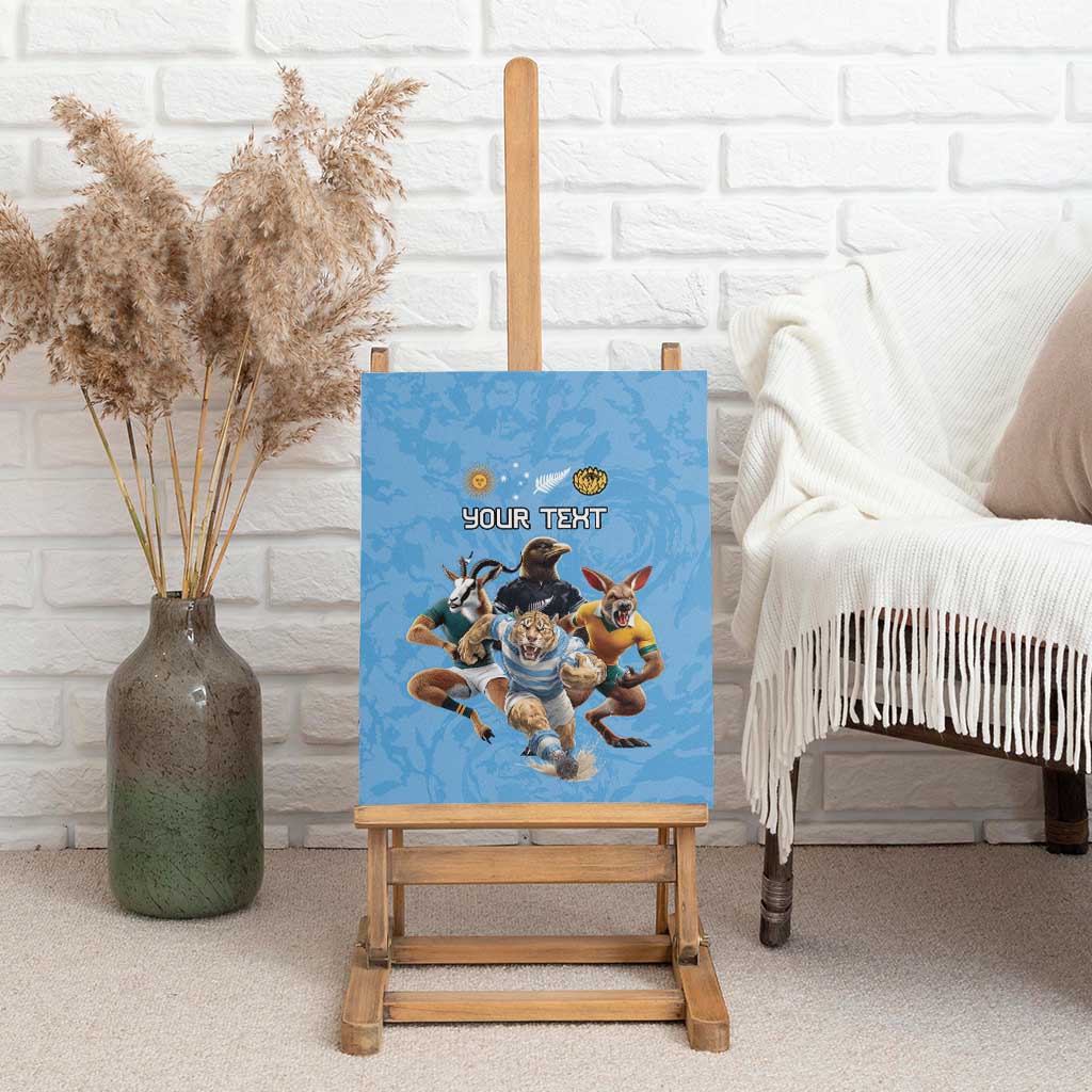 Custom Rugby Southern Hemisphere Canvas Wall Art Argentina AUNZ South Africa Mascot Blue - Polynesian Pride