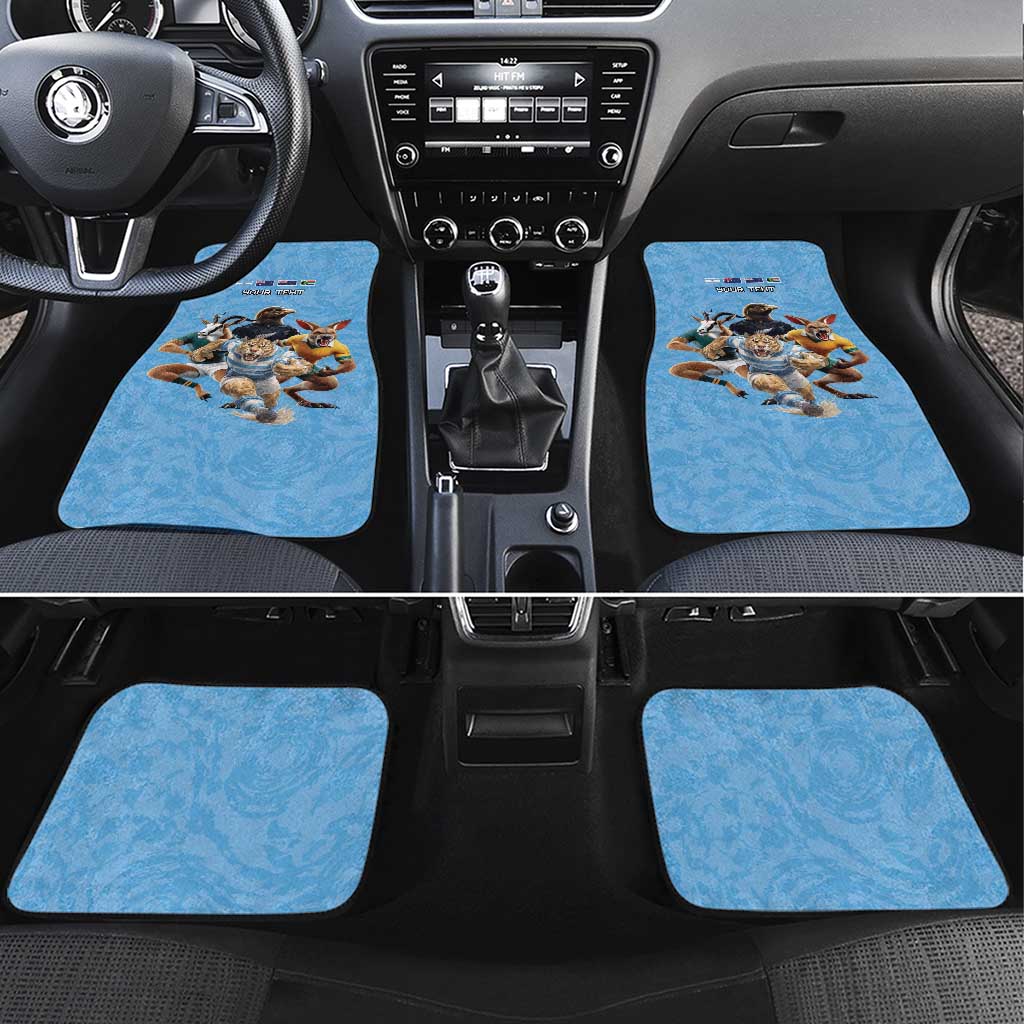 Custom Rugby Southern Hemisphere Car Mats Argentina AUNZ South Africa Mascot Blue - Polynesian Pride