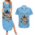 Custom Rugby Southern Hemisphere Couples Matching Summer Maxi Dress and Hawaiian Shirt Argentina AUNZ South Africa Mascot Blue - Polynesian Pride