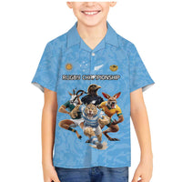 Custom Rugby Southern Hemisphere Family Matching Mermaid Dress and Hawaiian Shirt Argentina AUNZ South Africa Mascot Blue - Polynesian Pride