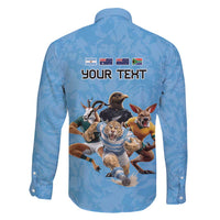 Custom Rugby Southern Hemisphere Family Matching Puletasi and Hawaiian Shirt Argentina AUNZ South Africa Mascot Blue - Polynesian Pride