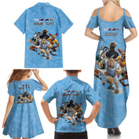 Custom Rugby Southern Hemisphere Family Matching Summer Maxi Dress and Hawaiian Shirt Argentina AUNZ South Africa Mascot Blue - Polynesian Pride