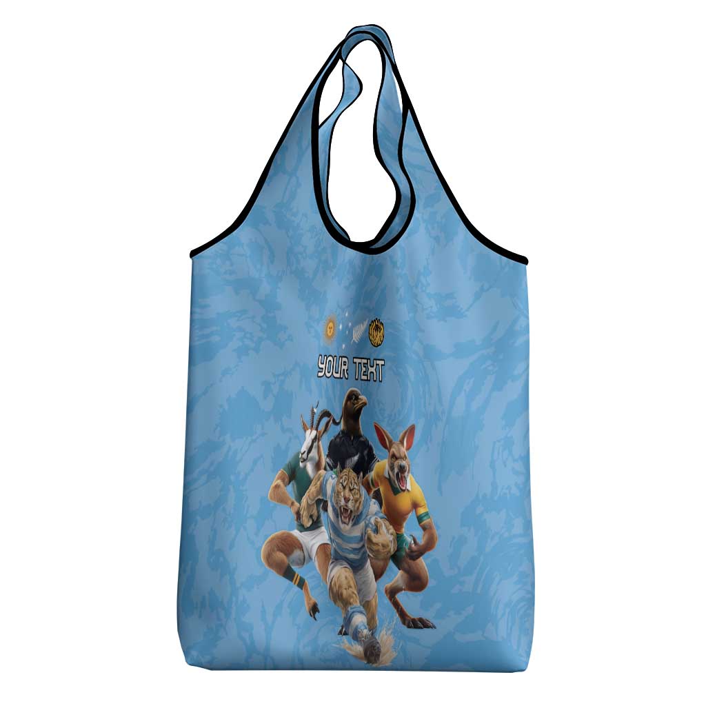 Custom Rugby Southern Hemisphere Grocery Bag Argentina AUNZ South Africa Mascot Blue LT9 - Polynesian Pride
