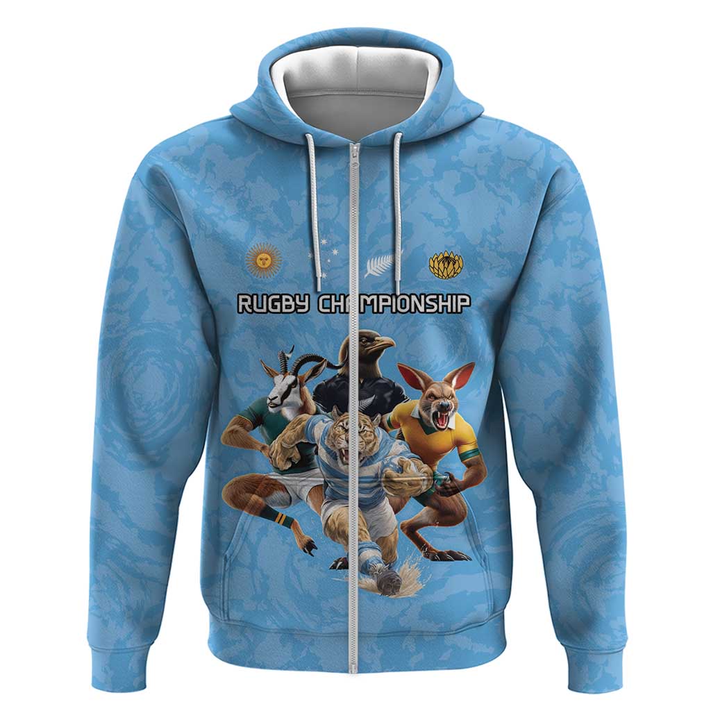 Custom Rugby Southern Hemisphere Hoodie Argentina AUNZ South Africa Mascot Blue - Polynesian Pride