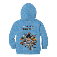 Custom Rugby Southern Hemisphere Kid Hoodie Argentina AUNZ South Africa Mascot Blue - Polynesian Pride