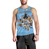 Custom Rugby Southern Hemisphere Men Tank Top Argentina AUNZ South Africa Mascot Blue - Polynesian Pride