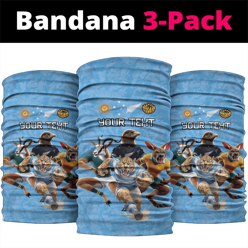 Custom Rugby Southern Hemisphere Neck Gaiter Argentina AUNZ South Africa Mascot Blue - Polynesian Pride