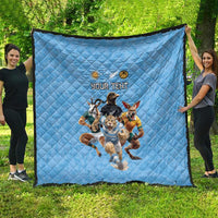 Custom Rugby Southern Hemisphere Quilt Argentina AUNZ South Africa Mascot Blue - Polynesian Pride
