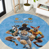 Custom Rugby Southern Hemisphere Round Carpet Argentina AUNZ South Africa Mascot Blue - Polynesian Pride