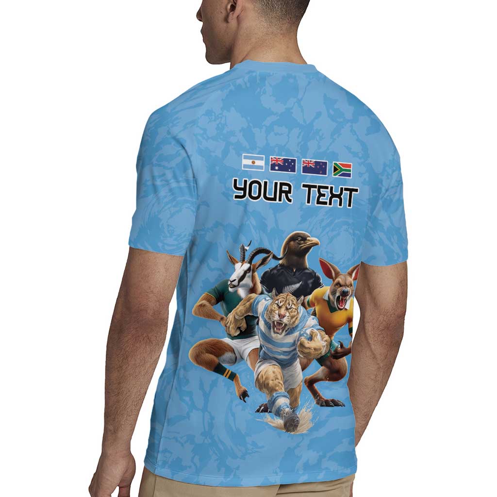 Custom Rugby Southern Hemisphere Rugby Jersey Argentina AUNZ South Africa Mascot Blue - Polynesian Pride