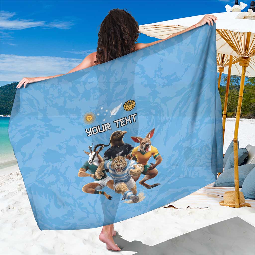 Custom Rugby Southern Hemisphere Sarong Argentina AUNZ South Africa Mascot Blue - Polynesian Pride