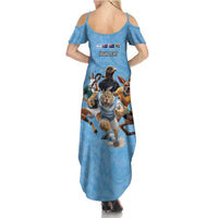 Custom Rugby Southern Hemisphere Summer Maxi Dress Argentina AUNZ South Africa Mascot Blue - Polynesian Pride