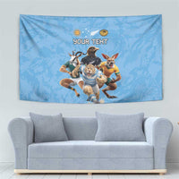 Custom Rugby Southern Hemisphere Tapestry Argentina AUNZ South Africa Mascot Blue - Polynesian Pride