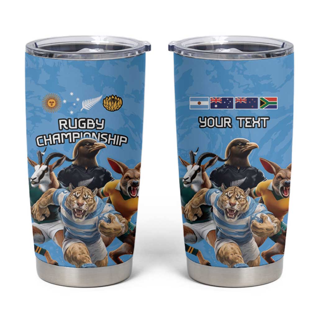 Custom Rugby Southern Hemisphere Tumbler Cup Argentina AUNZ South Africa Mascot Blue - Polynesian Pride