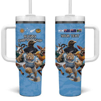 Custom Rugby Southern Hemisphere Tumbler With Handle Argentina AUNZ South Africa Mascot Blue LT9 One Size: 40 oz Blue - Polynesian Pride