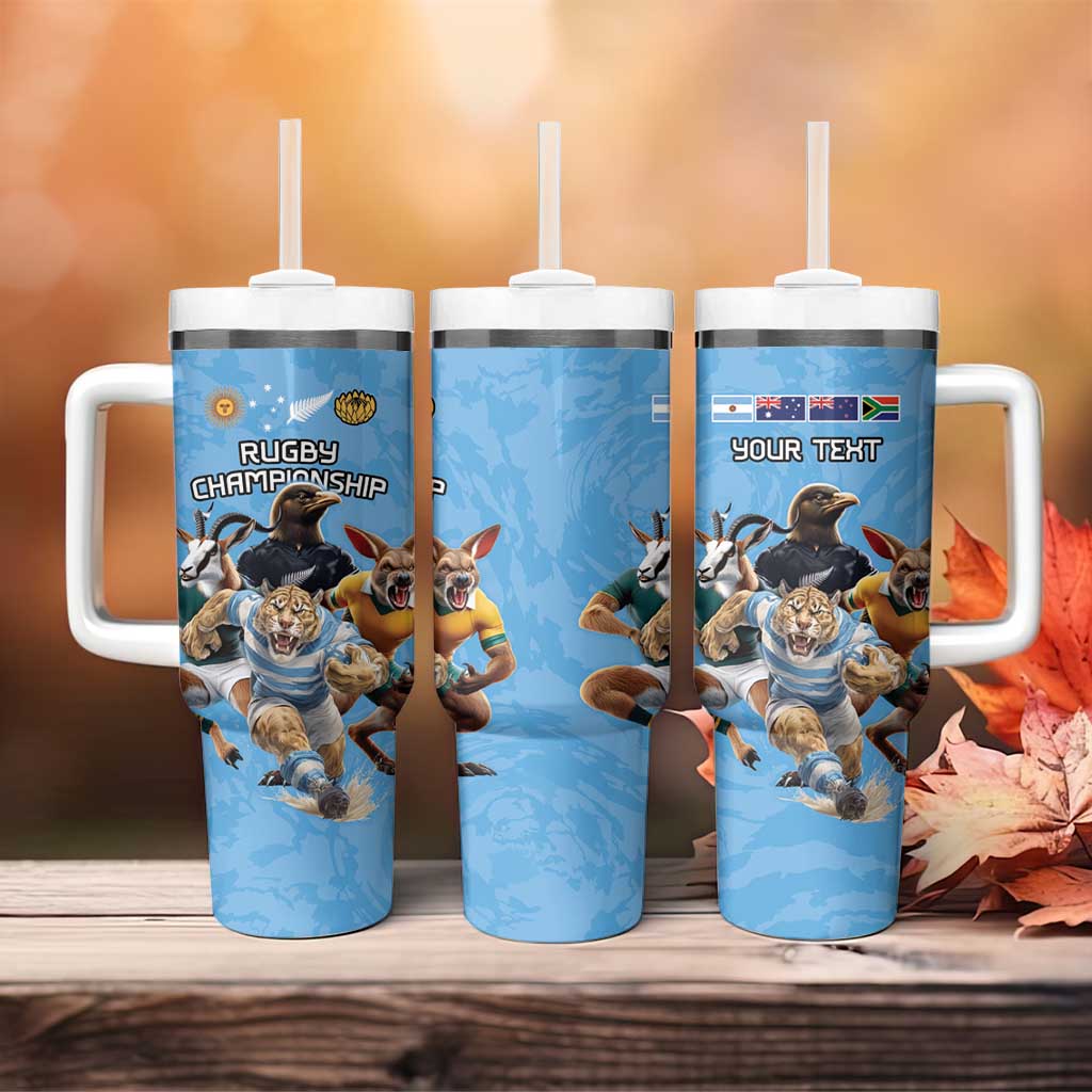 Custom Rugby Southern Hemisphere Tumbler With Handle Argentina AUNZ South Africa Mascot Blue LT9 - Polynesian Pride