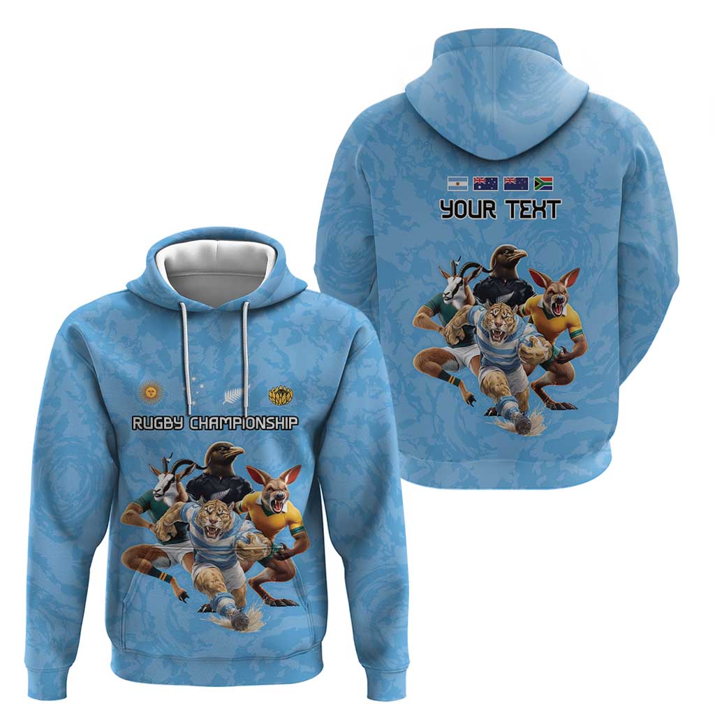 Custom Rugby Southern Hemisphere Zip Hoodie Argentina AUNZ South Africa Mascot Blue LT9 - Polynesian Pride