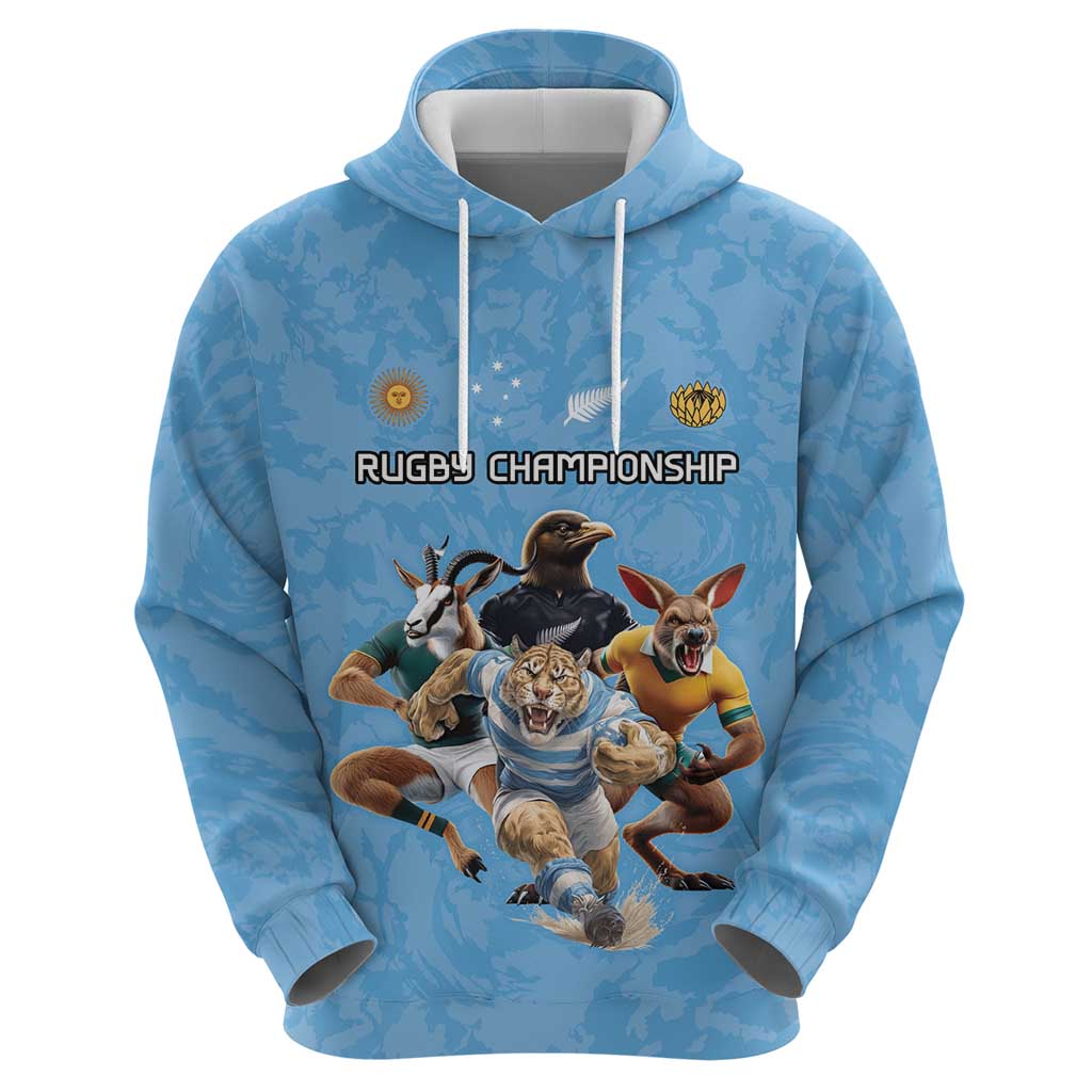 Custom Rugby Southern Hemisphere Zip Hoodie Argentina AUNZ South Africa Mascot Blue LT9 - Polynesian Pride