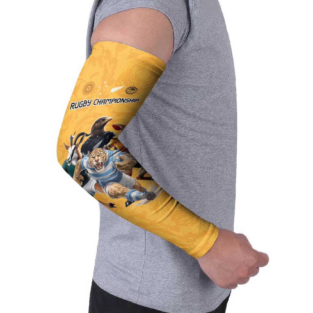 Custom Rugby Southern Hemisphere Arm Sleeves Argentina AUNZ South Africa Mascot Gold - Polynesian Pride
