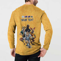 Custom Rugby Southern Hemisphere Button Sweatshirt Argentina AUNZ South Africa Mascot Gold - Polynesian Pride