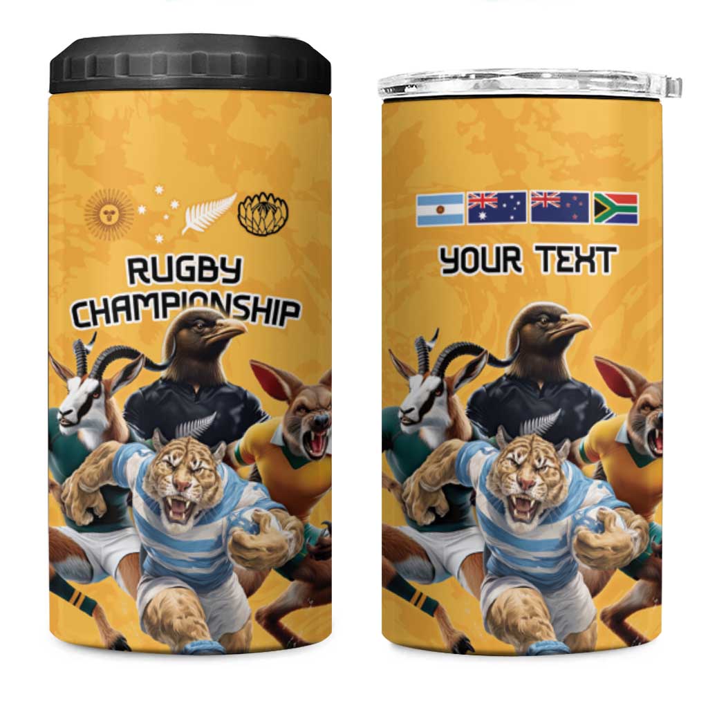 Custom Rugby Southern Hemisphere 4 in 1 Can Cooler Tumbler Argentina AUNZ South Africa Mascot Gold - Polynesian Pride
