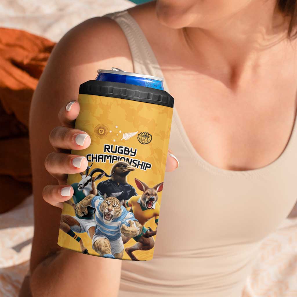 Custom Rugby Southern Hemisphere 4 in 1 Can Cooler Tumbler Argentina AUNZ South Africa Mascot Gold - Polynesian Pride