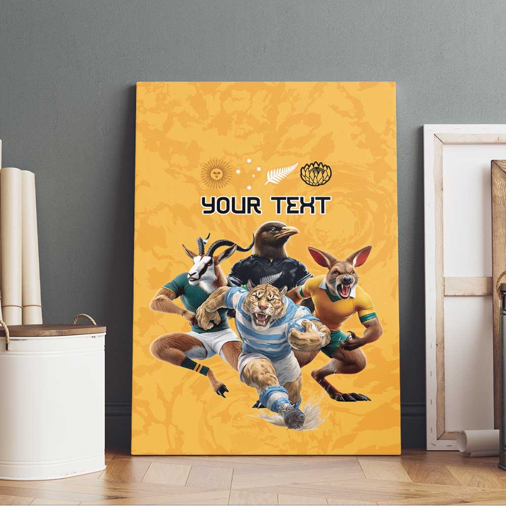 Custom Rugby Southern Hemisphere Canvas Wall Art Argentina AUNZ South Africa Mascot Gold - Polynesian Pride