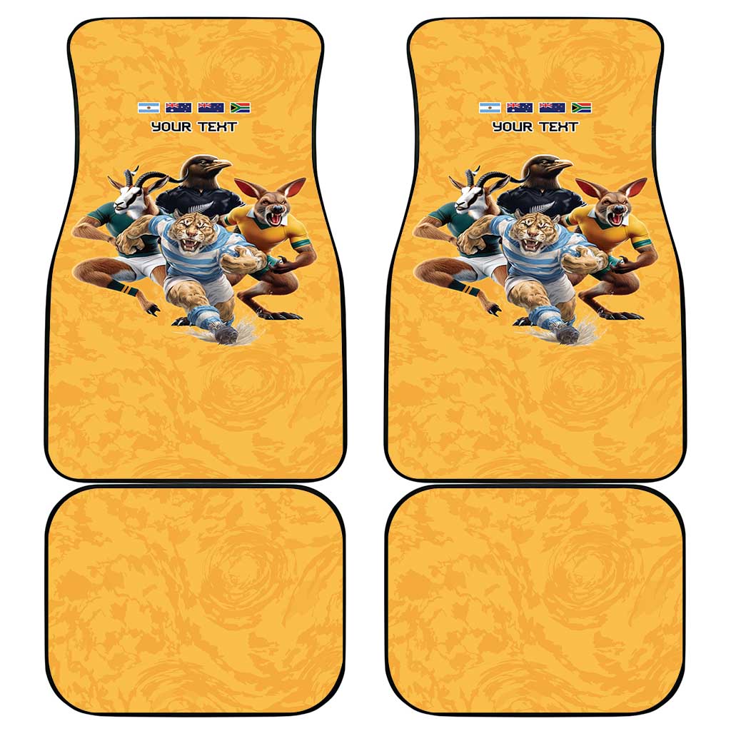 Custom Rugby Southern Hemisphere Car Mats Argentina AUNZ South Africa Mascot Gold LT9 - Polynesian Pride