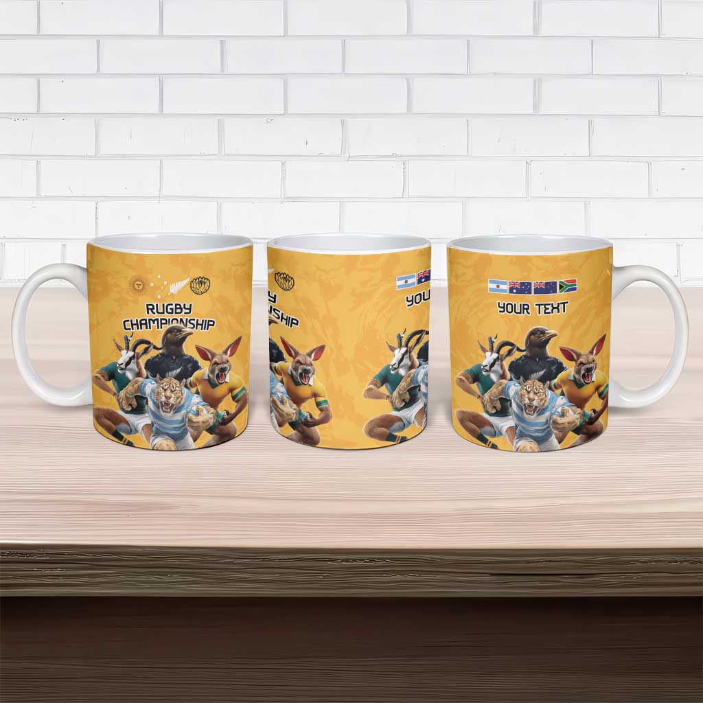 Custom Rugby Southern Hemisphere Ceramic Mug Argentina AUNZ South Africa Mascot Gold - Polynesian Pride
