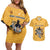 Custom Rugby Southern Hemisphere Couples Matching Off Shoulder Short Dress and Hawaiian Shirt Argentina AUNZ South Africa Mascot Gold - Polynesian Pride